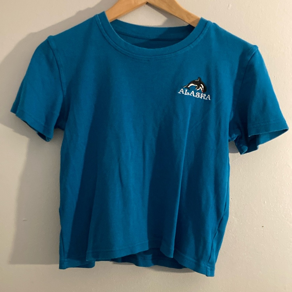 Vibrant Blue Crew Neck Short Sleeve Tee